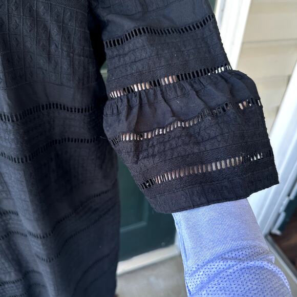 J. Crew Flutter Sleeve Shift Dress Sz 8 100% Cotton G1269 Black Event Whimsigoth - Picture 5 of 9